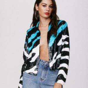 Zebra Sequin Jacket Nasty Gal